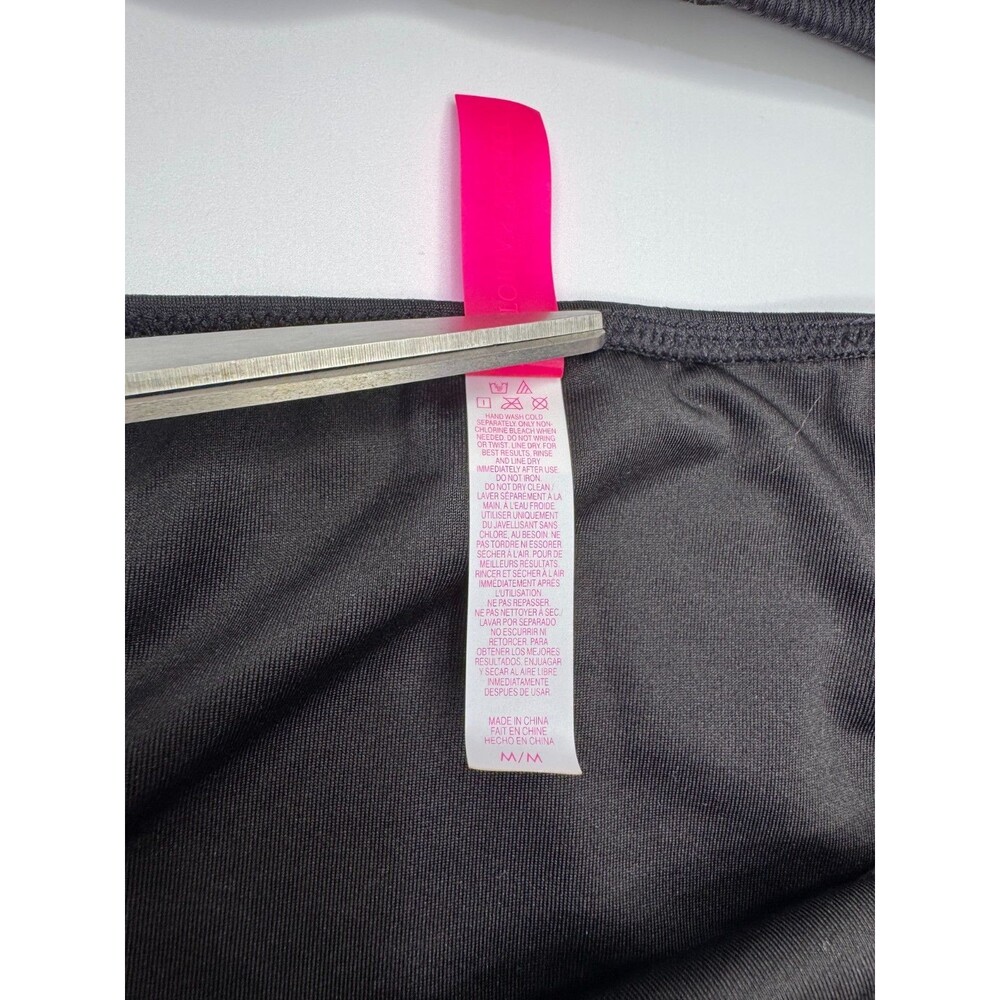 Victoria's Secret Black Hot Pink Orange Yellow NEON Strappy Cheeky Swim Set Med - Picture 11 of 16